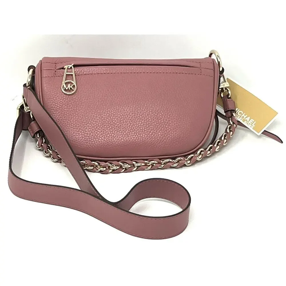 Michael Kors Slater Extra Small Pebbled Leather Sling Fanny Pack Rose Pink XS